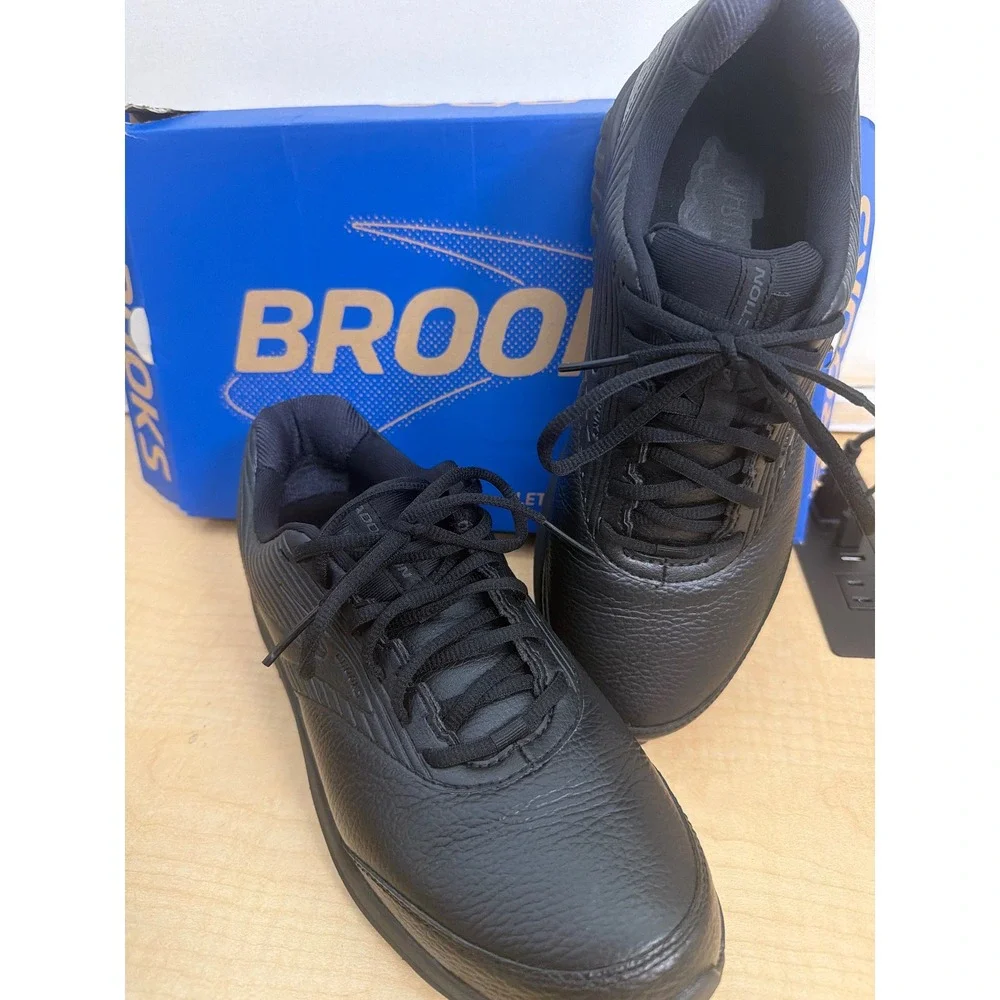 Brooks Addiction Walker 2 Black Leather Walking Shoes 1103181D072 Mens 10.5 D